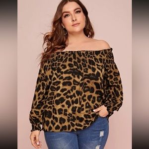 Off shoulder Leopard print blouse